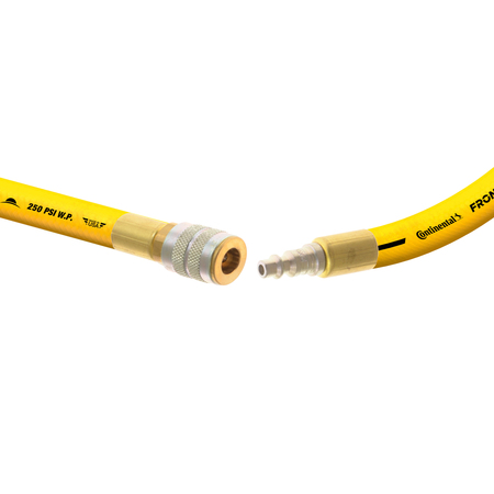 Continental 1/2" x 50' Yellow EPDM Air Hose, 300 PSI, 1/2" Ind. Interchange M+F QC HZY05030-50-51